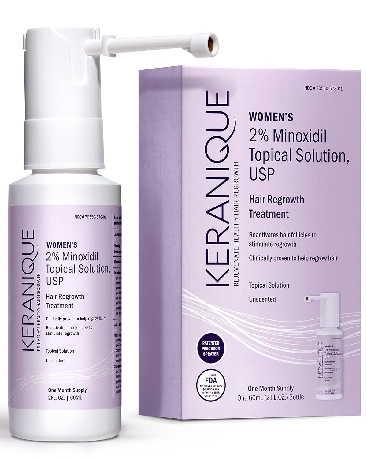 Keranique Hair Regrowth Treatment for Women - 2% Minoxidil Scalp Solution for Thinning Hair | 2 Fl Oz