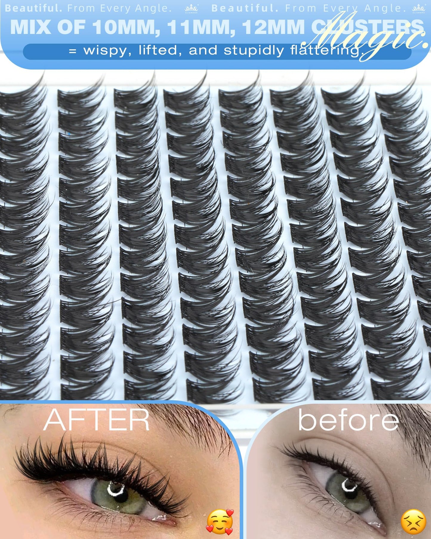 Wispy Lash Clusters Bunny Eyelash Clusters Spikes 10MM 11MM 12MM Natural Cluster Eyelash Extensions Manga Individual Lashes Anime Doll Cluster Lashes for Daily Wear 104Pcs