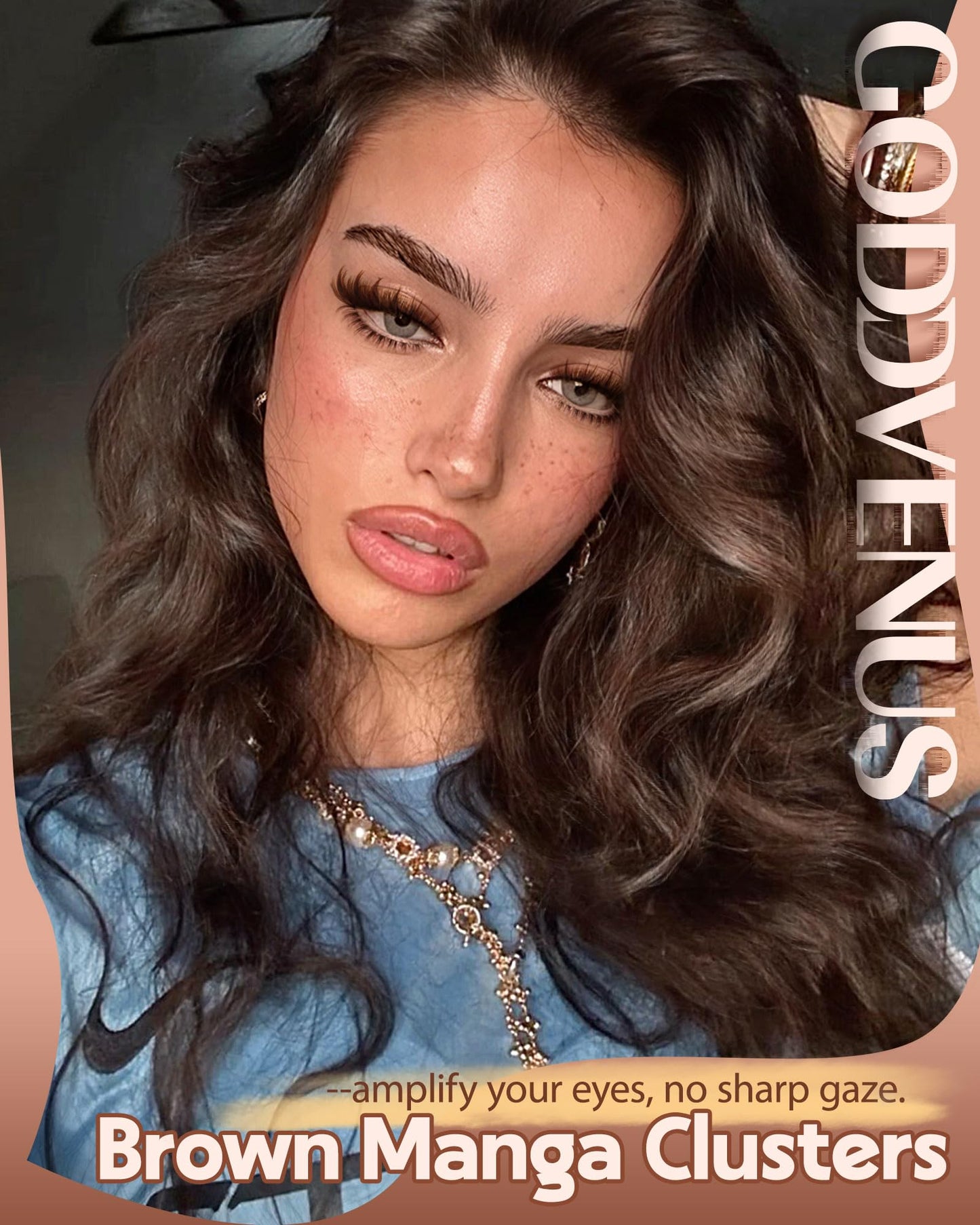 Brown Manga Lash Clusters With Spikes Wispy Cluster Eyelashes Extensions Fluffy Volume Anime Eyelash Clusters with Bottom Cluster Lashes Fairy Individual Lash Extension (D Curve 12-18mm 213 pieces)