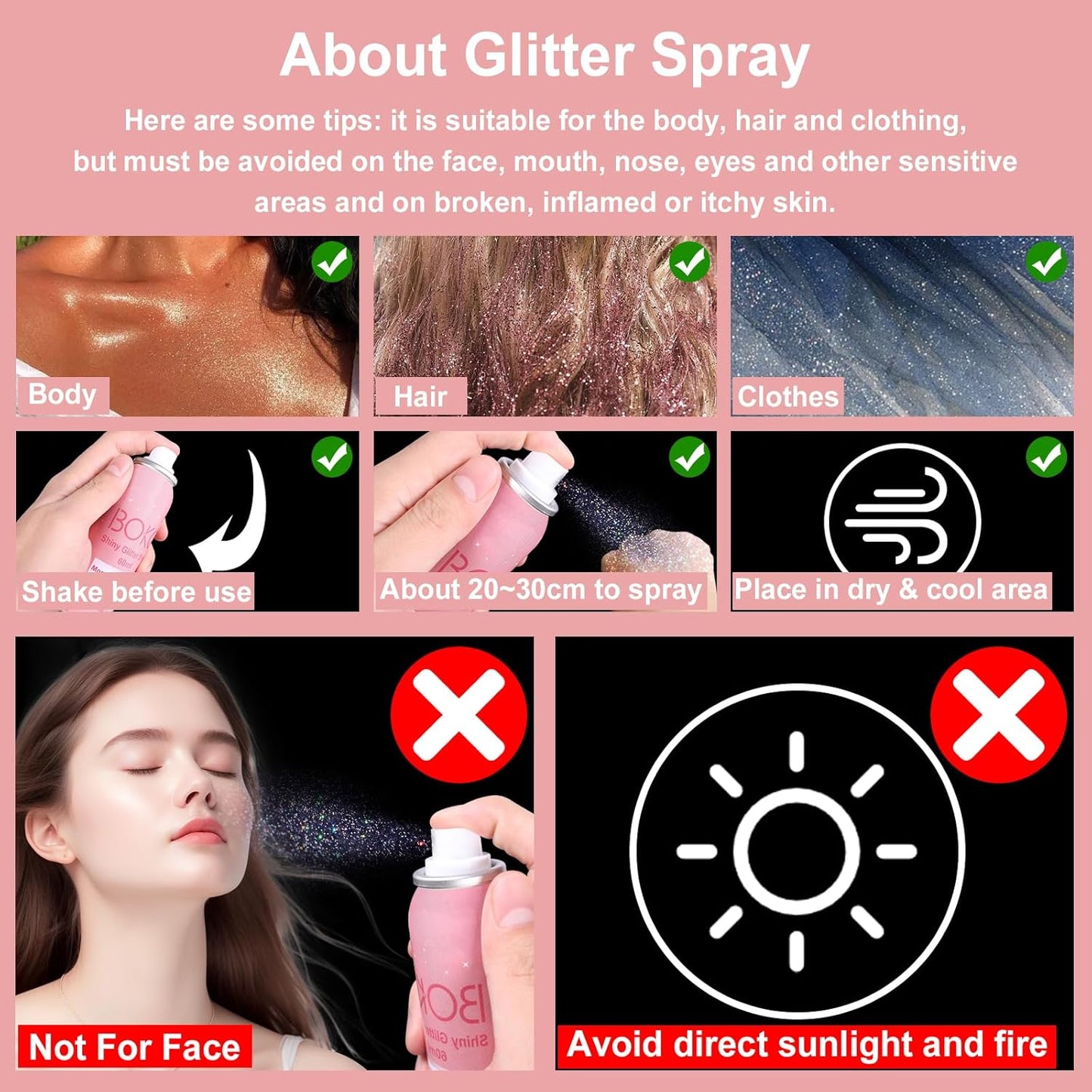 Holographic Silver Body Glitter Spray - Quick-Drying, Long-Lasting 60ML for Hair, Clothes & Festivals | Rave Accessories
