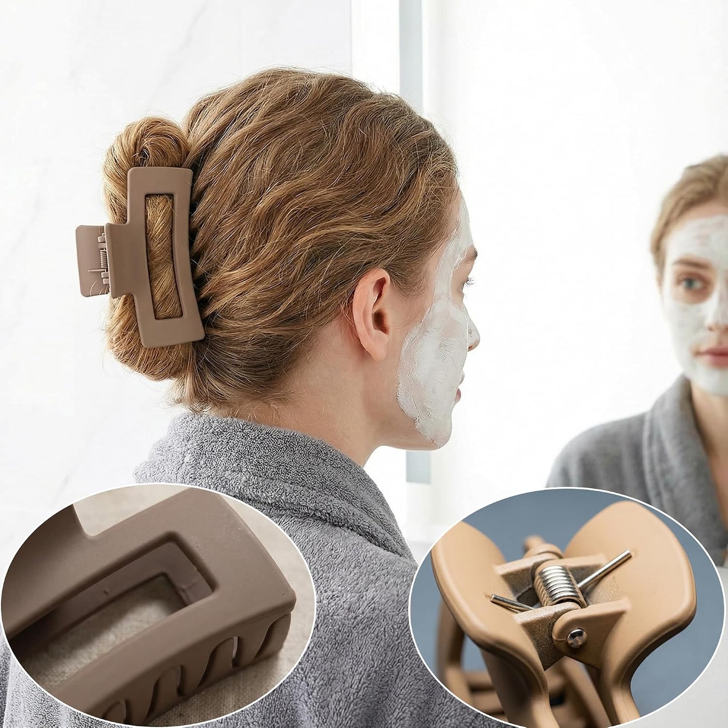 Hair Claw Clips Set - 10 Pack Matte Square & Flower Clips for Thick & Thin Hair | Strong Hold Daisy Accessories