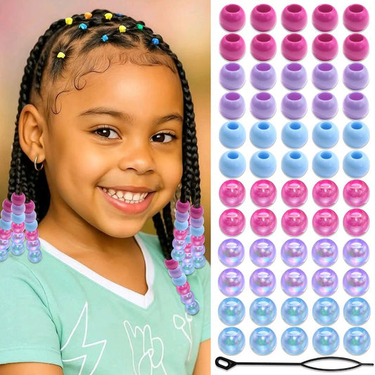 NAISKA 60PCS Blue Hair Beads Mermaid Beads for Hair Loc Jewelry AB Color Round Braids Bead Colorful Hair Bead for Kids Girls Braids Accessories