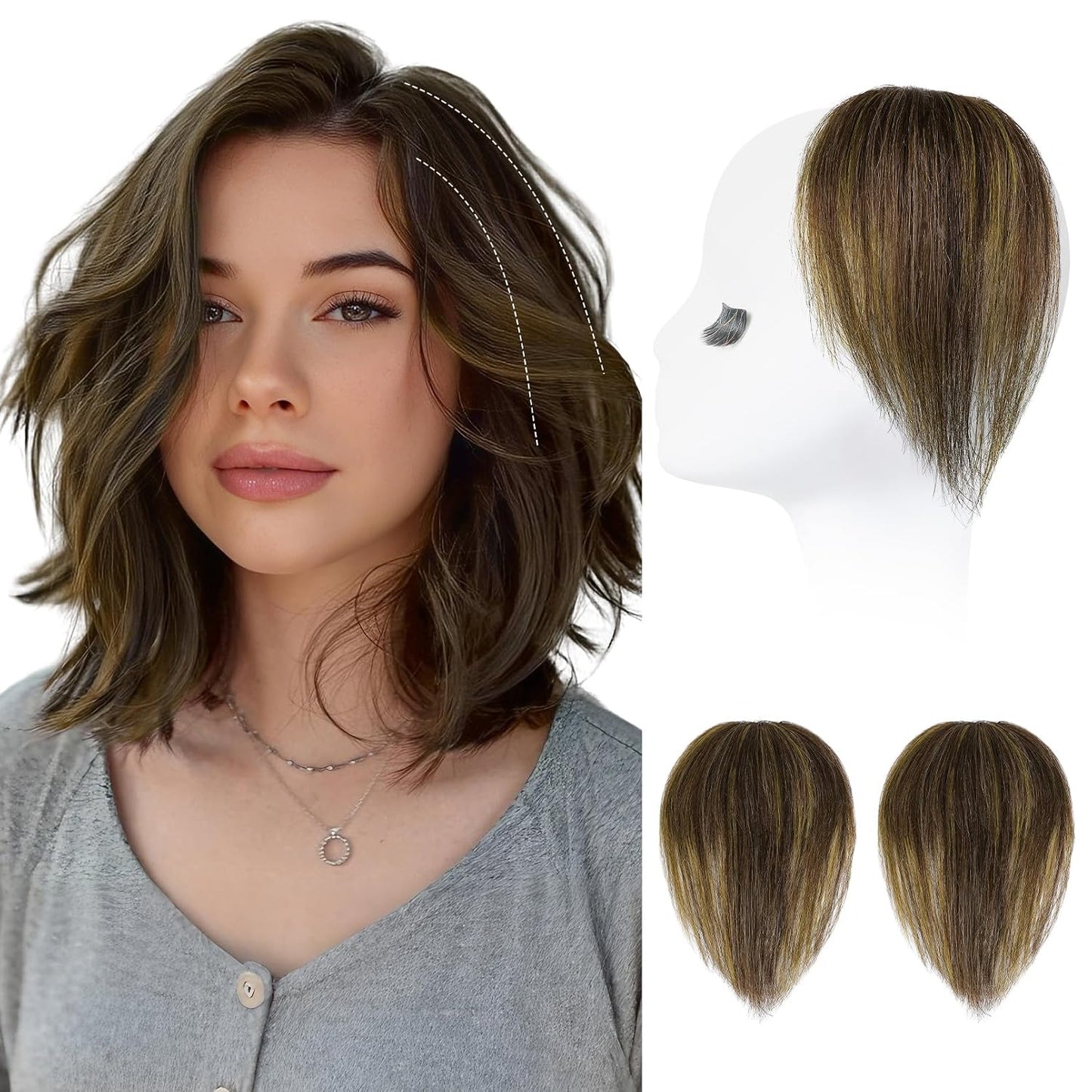 REECHO Clip-In Hair Volumizer | Short Thick Extensions for Fine Hair - Silver Grey, 8 Inch