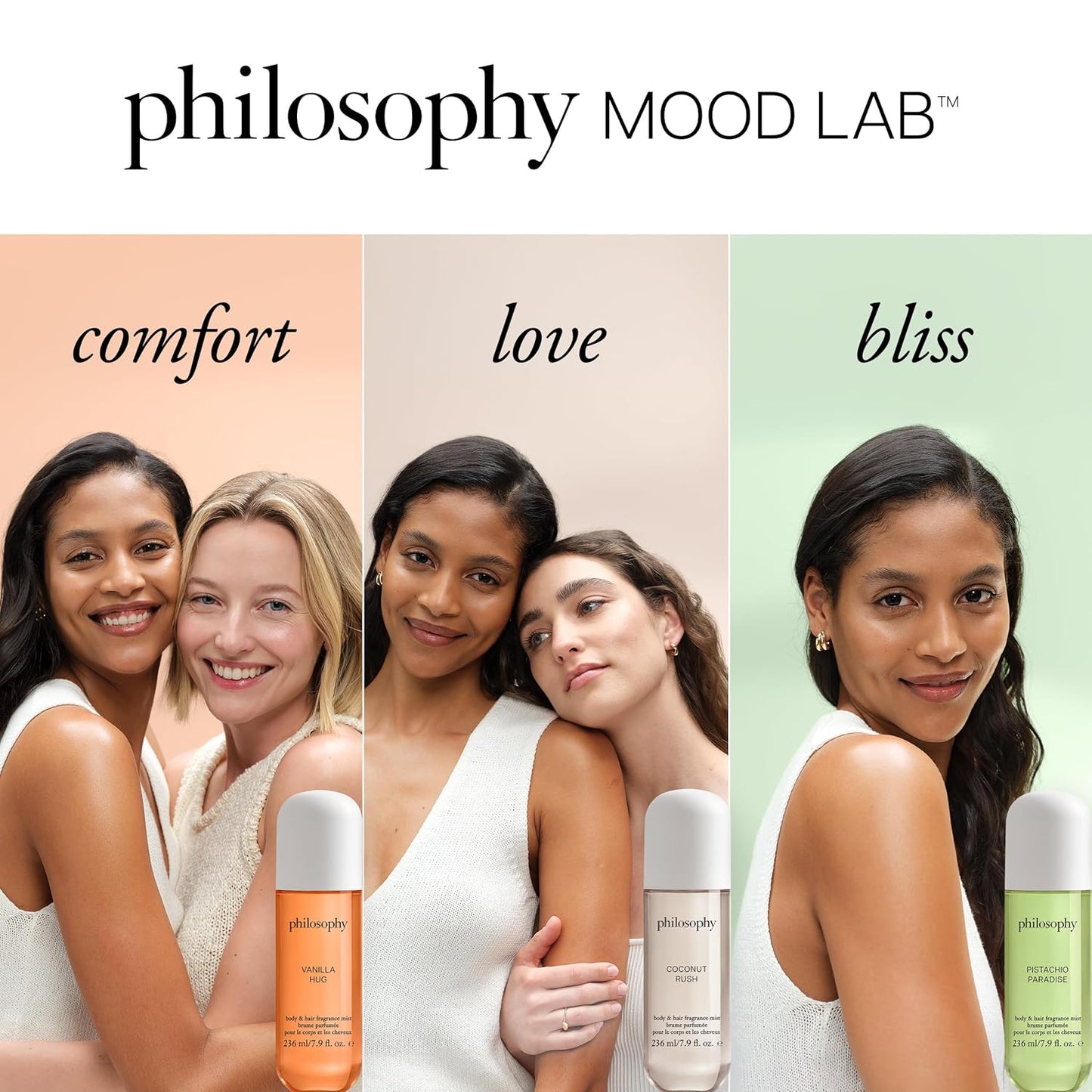 Philosophy Hair and Body Mists - Long-Lasting Fragrance for Women | Hydrating Vanilla, Pistachio & Coconut Scents