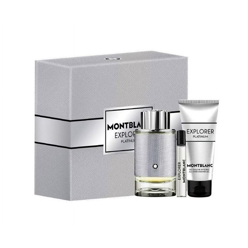 Mont Blanc Explorer Platinum Set 3.4oz EDP & .25oz EDP & 3.4oz SG
