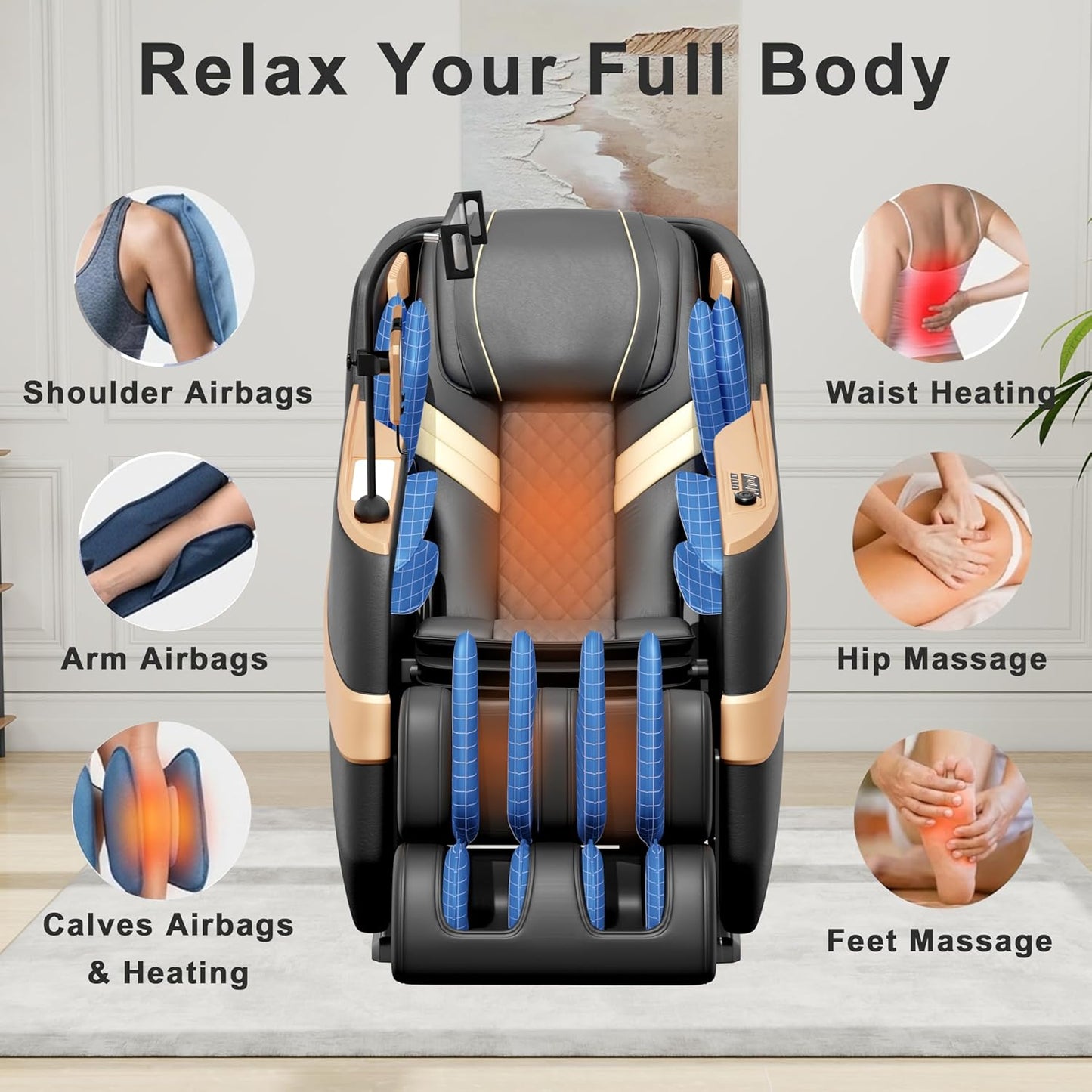 Full Body Massage Chair - Zero Gravity Recliner with Airbag Massage & Heating | AI Voice Control, Automatic Footrest
