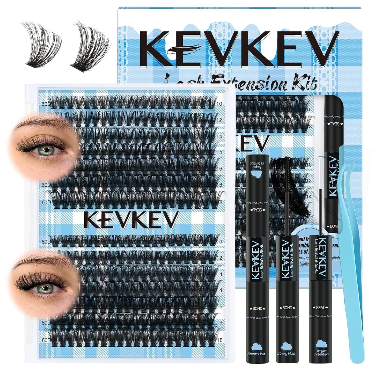 Lash Extension Kit - 280 Pcs Individual Lashes with Bond & Seal | 40D/50D, 9-16mm Clusters