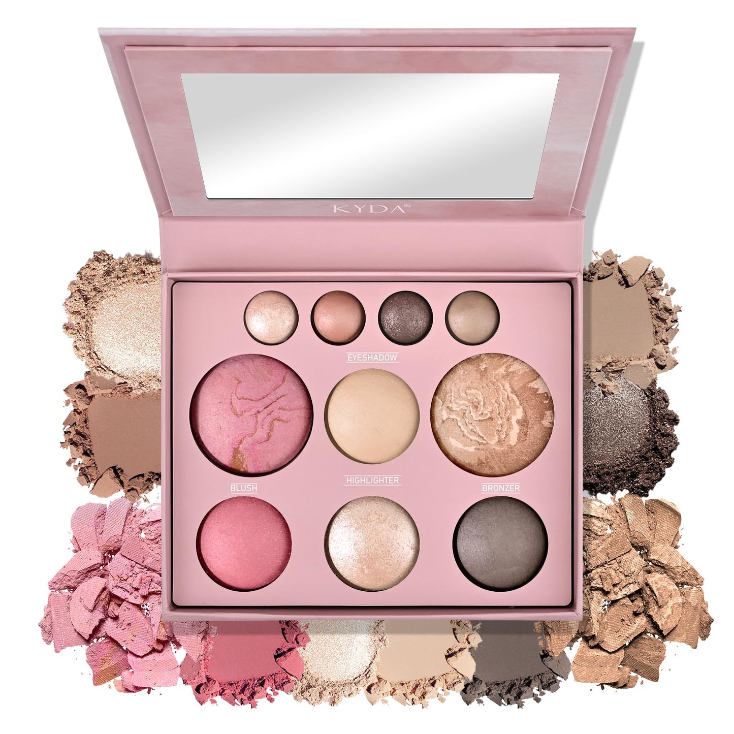 10 Color The Best of the Baked Makeup Palette, Full Size 4-in-1 Baked Powder Palette with Blush, Highlighters, Bronzer and 4 Eyeshadows, Travel-Friendly Compact, Highly Pigmented, Long Lasting