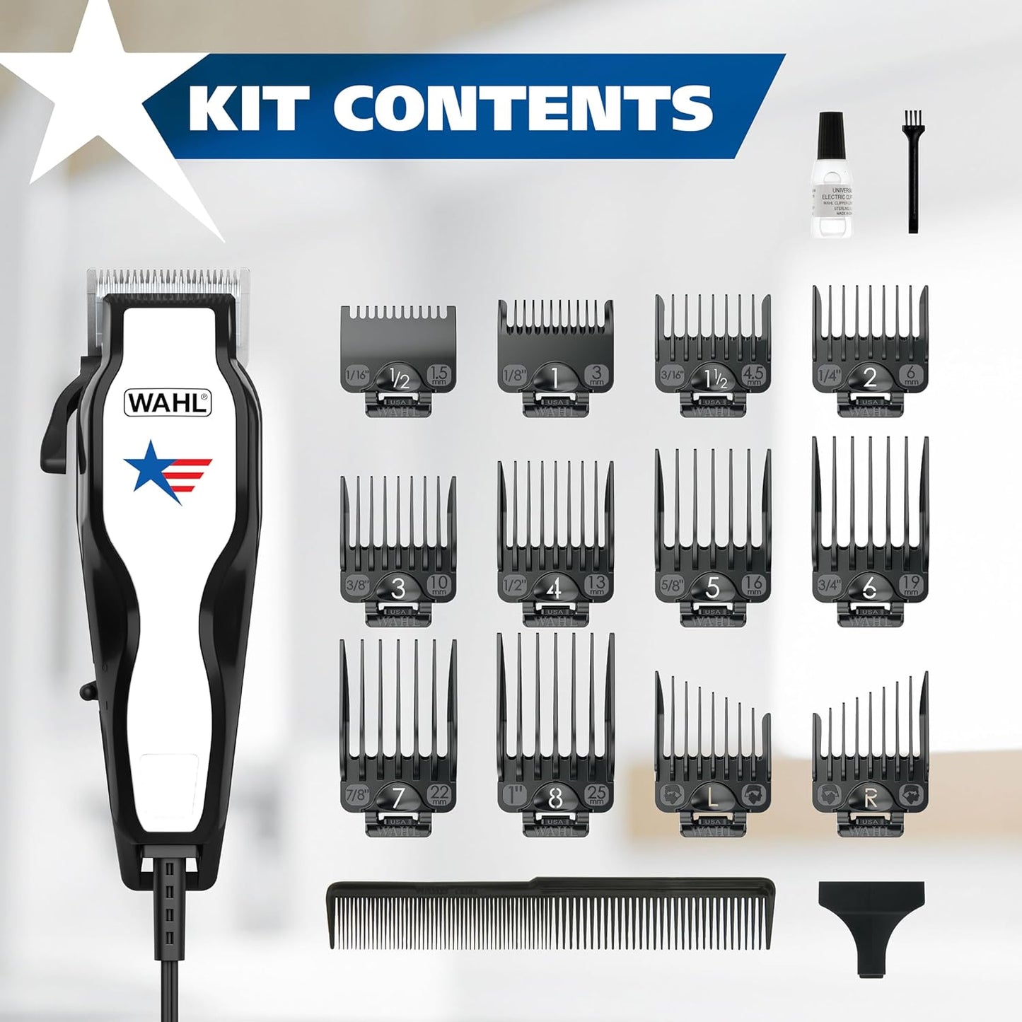 Wahl USA Haircutting Kit - Corded Hair Clipper for Men with No-Snag Blades & Adjustable Fade Lever | Model 3029140