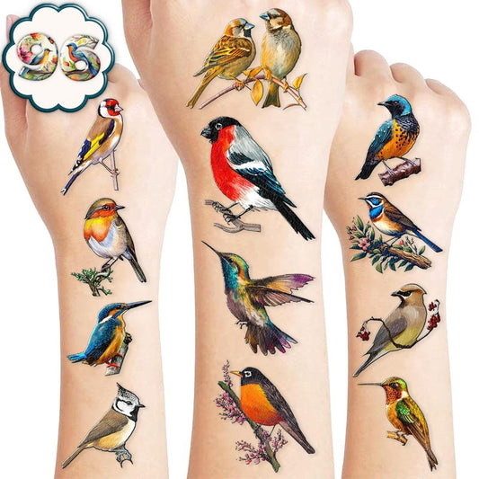 Small Rainforest Bird Temporary Tattoos - 96 PCS Birthday Party Favors | Hummingbird Decor for Kids