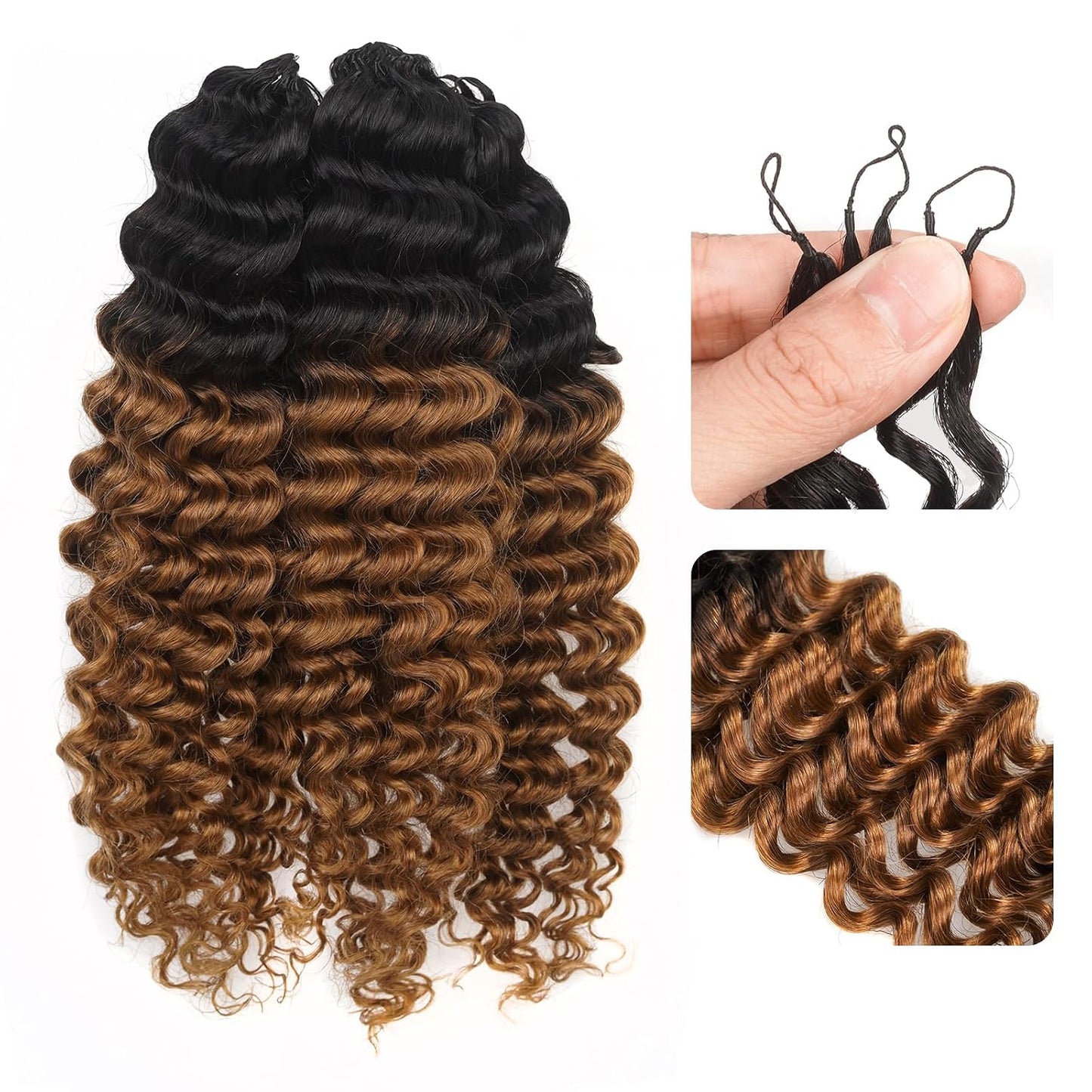 ToyoTress Ocean Wave Crochet Hair - 10 Inch Invisible Knotless Deep Curly Braiding Hair | Natural Color, 250G