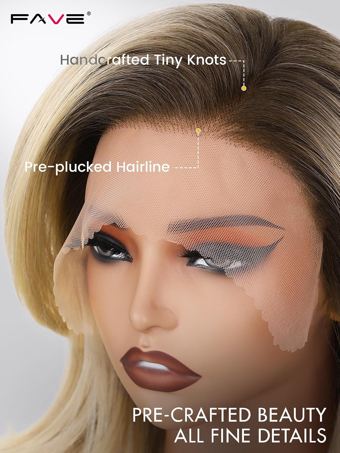 13x6 Synthetic Lace Front Wig - 18 Inch Blonde Layered Glueless Design | Pre-Plucked Hairline, Natural Density, Ombre Ash Blonde
