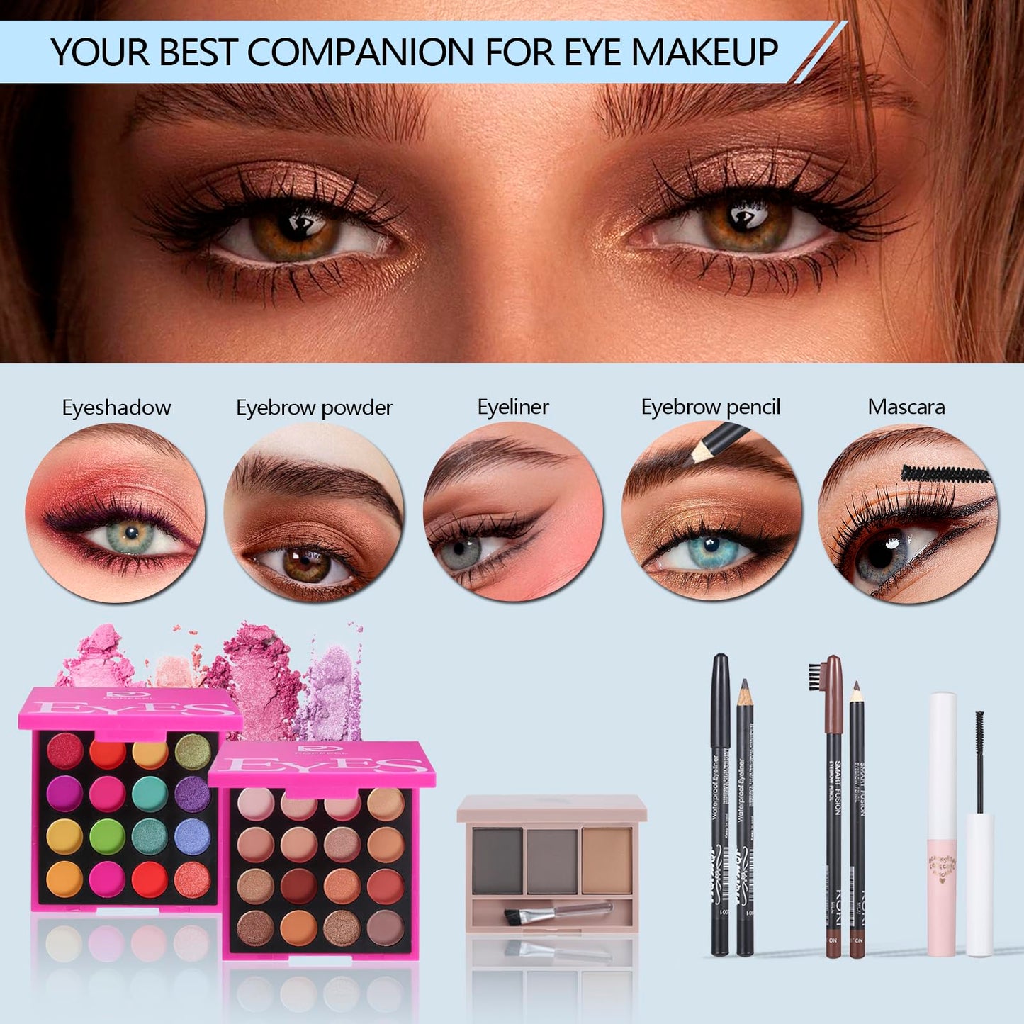 Makeup Kits For Girls Teens, Makeup Gift Set For Women with Eyeshadow Palettes, Brushes, Lip Gloss, Travel Make up Starter Kit For Beginners (C01612)