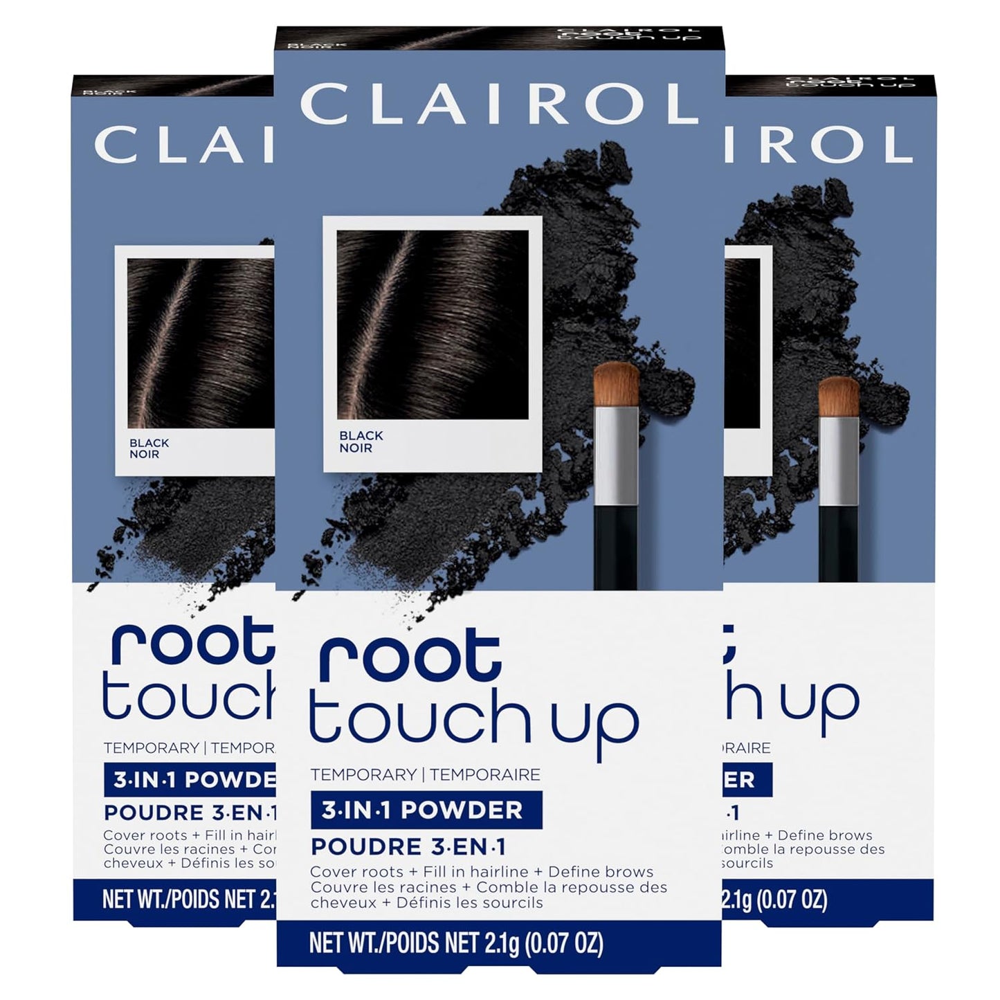 Clairol Root Touch-Up Powder - Black Hair Color | Ammonia Free | Compact with Mirror & Brush | Instant Root Coverage