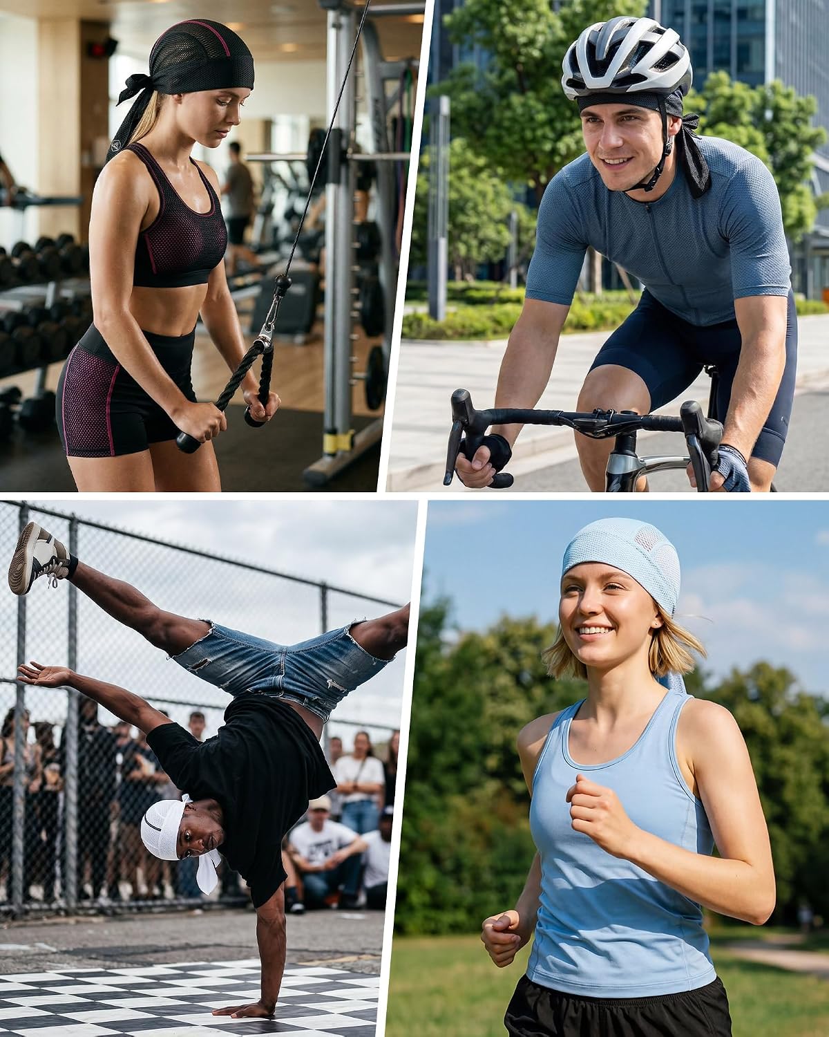 Cooling Skull Cap Durag | Sweat-Wicking Head Wrap for Cycling, Running & Motorcycle | Breathable Doo Rag