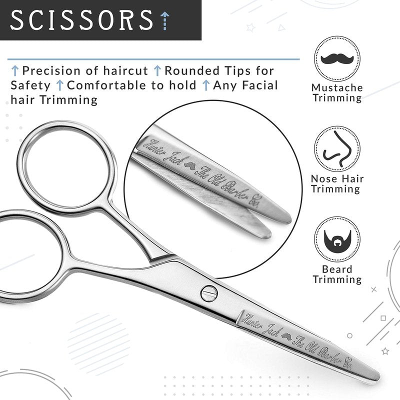 Straight Razor Kit - Complete Straight Razors for Men Kit with Beard Scissors & Metal Comb - Barber Razor for Men - 10 Extra Straight Edge Razor Blades for Shaving - Premium Polished Stainless Steel
