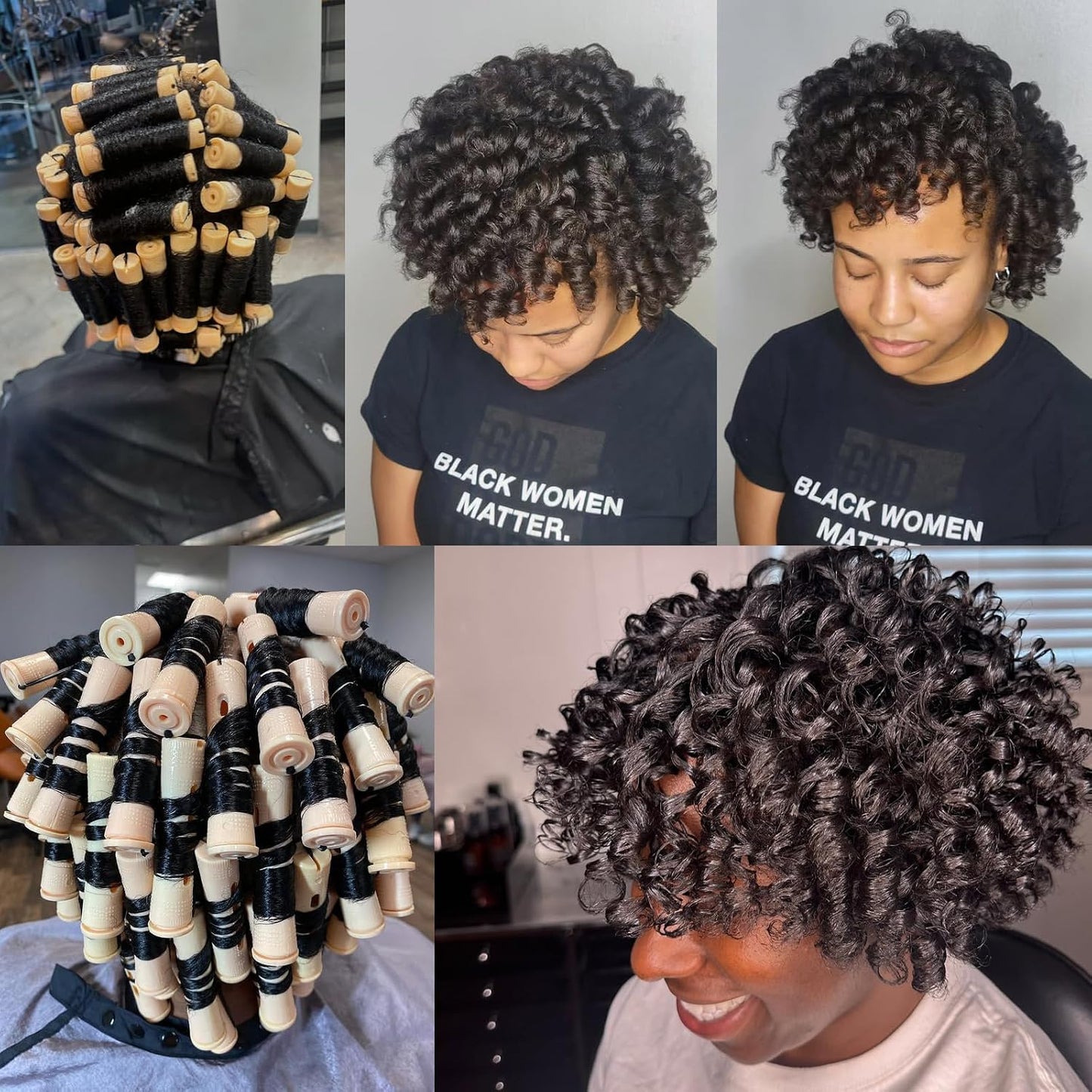 Perm Rods for Short Hair - 40 Pcs Beige Plastic Curlers for Black Women | Medium Size Peach Hair Rollers