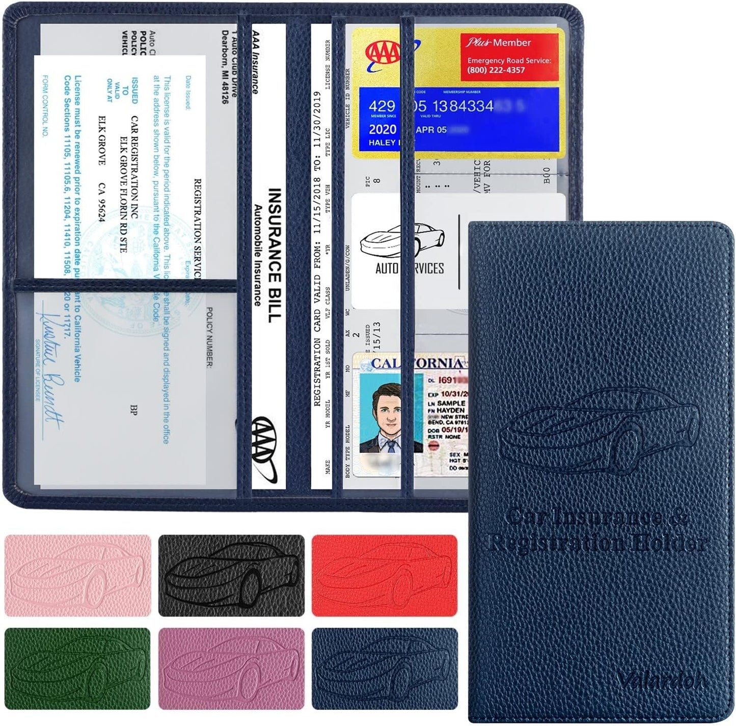 Car Registration & Insurance Card Holder - Premium Document Organizer for Driver License & Essentials | Pink