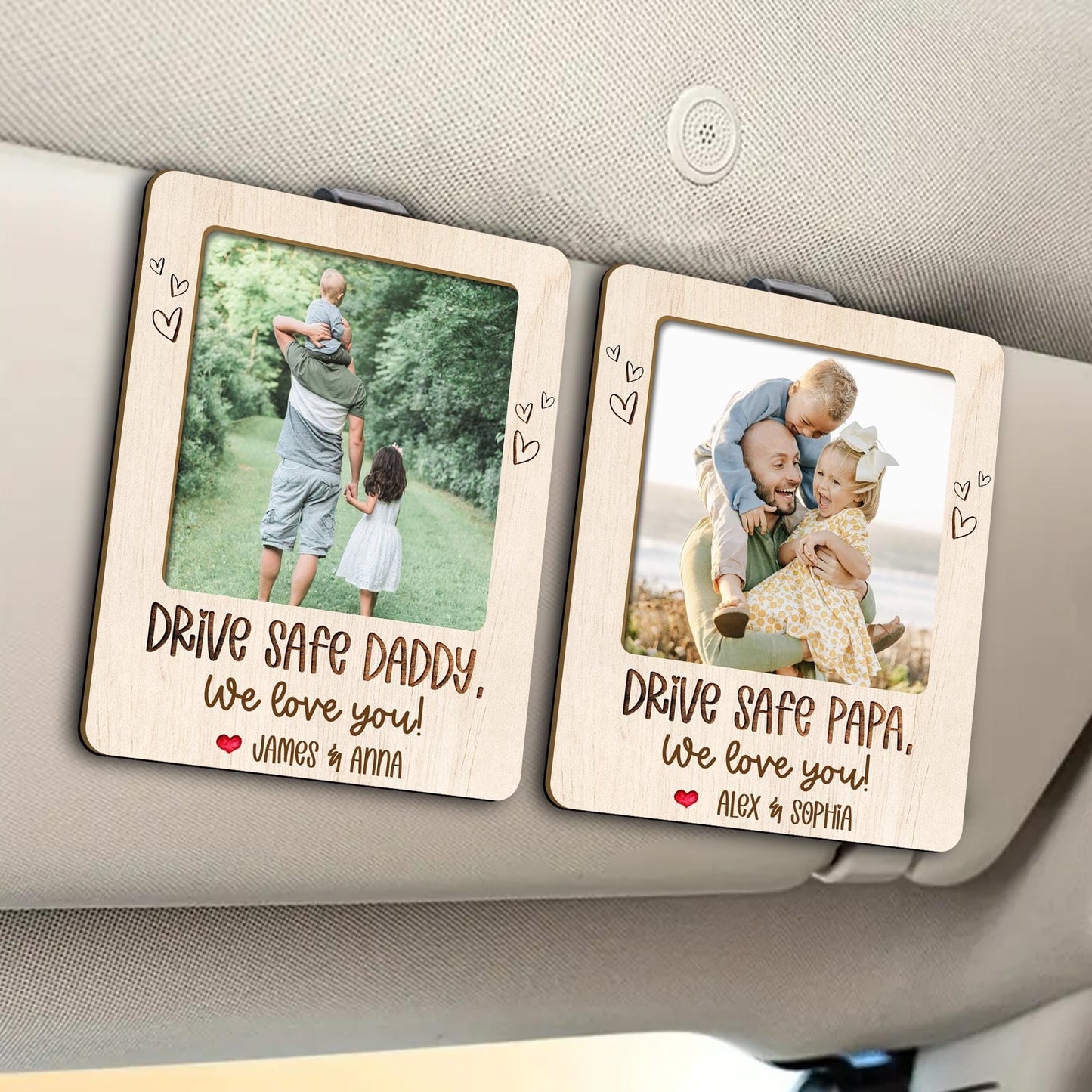 UrbanNEST Personalized Drive Safe Daddy Visor Clip, Custom Kids Photo Car Visor Clip, Custom Baby Face Gift For Dad, New Grandpa Gifts, Father's Day Dad Gift 3