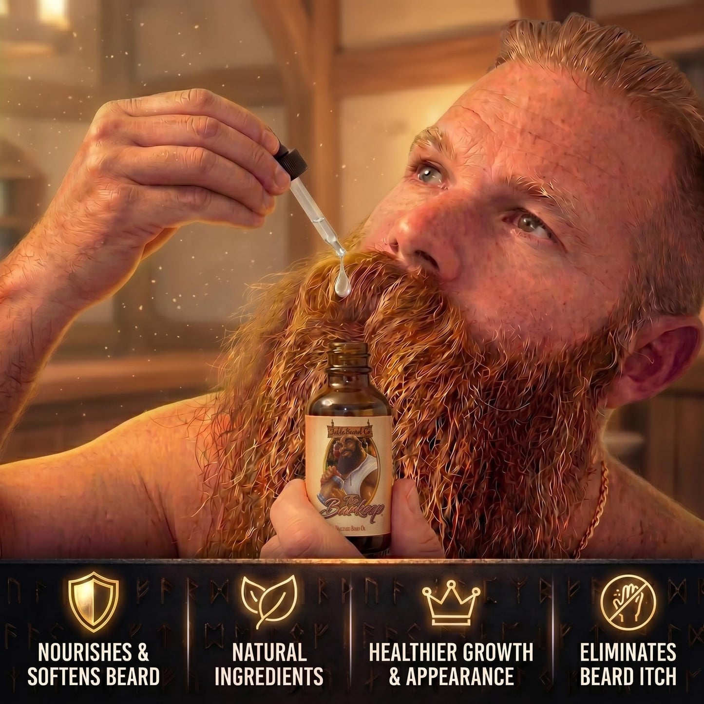 Fable Beard Co. Beard Oil - The Barkeep, Unscented, Natural Beard Oil for Men with Jojoba & Argan Oils, Vitamin E, Beard Hair Softener, Made in USA (1 Fl Oz)