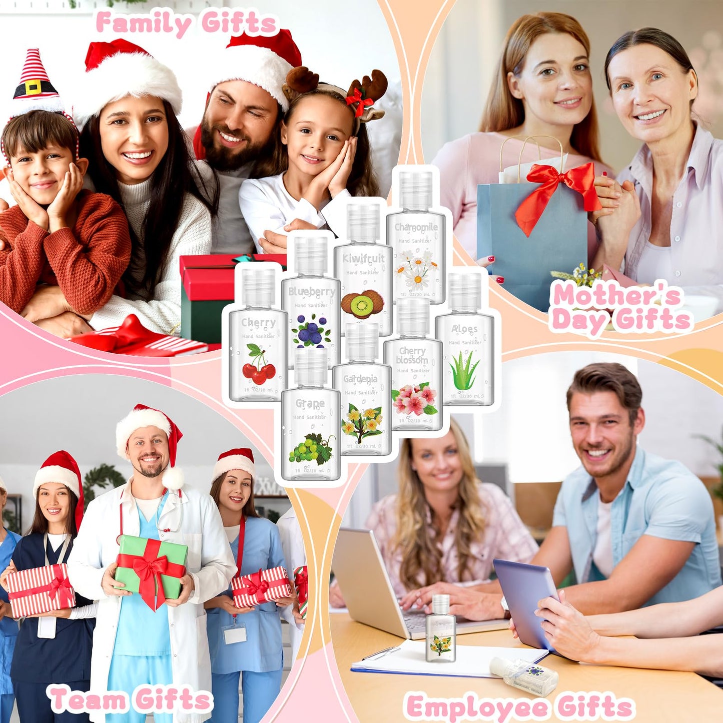 Frienda 24 Pcs Scented Mini Hand Sanitizers Bulk 1 Fl oz Travel Size Hand Sanitizer Assorted Floral Fruit Scents Teacher Appreciation Gifts for Teacher Nurse Coworker Staff Office Thank You Gifts