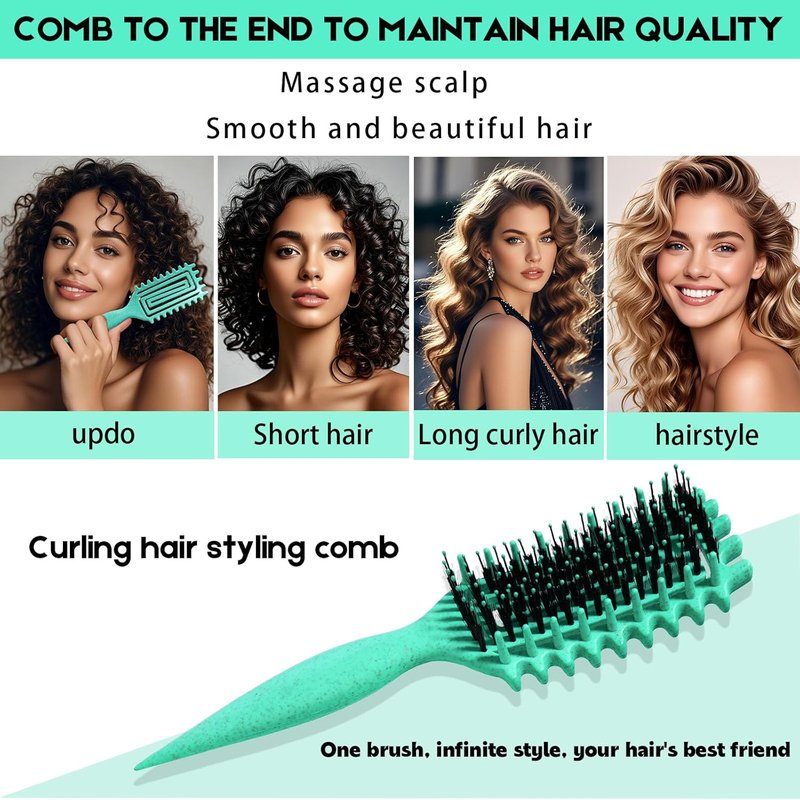 Curly Hair Brush - Candybrush Curl Defining Brush for Detangling & Shaping | Green for Wet & Dry Hair