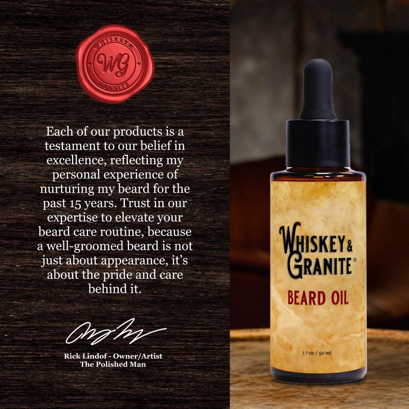 Whiskey & Granite Beard Oil – Made in USA - 100% Natural Beard Conditioner, 1.7 oz (Mountain Shine)