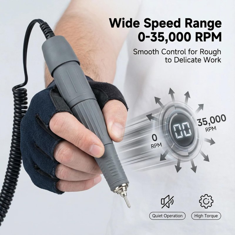 Zmtfqymx H37L1 Micromotor Handpiece ONLY, 0-35,000 RPM Micro Motor for Woodcarving, Silicone, Glasswork, Artware, Ceramics, Jewelry & DIY Crafts,Compatible with Marathon Control Box