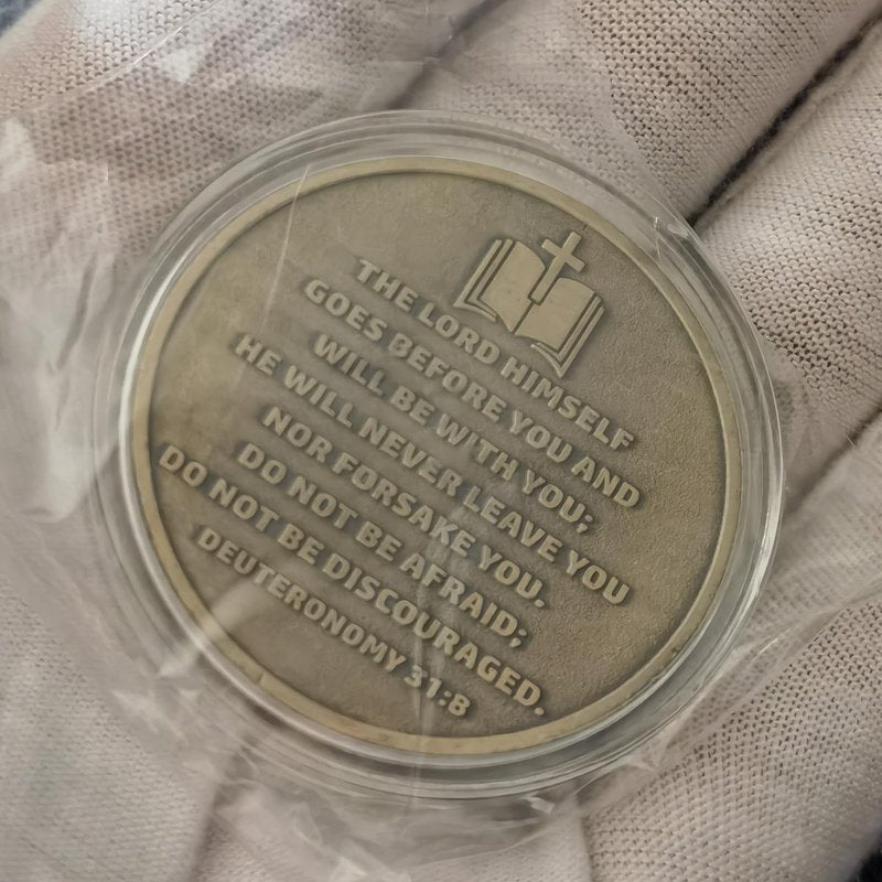 Rooted in Christ The Lord is My Rock, My Fortress, My Deliverer Faith-Based Christian Challenge Coin Bible Verse Gift (Single Coin)