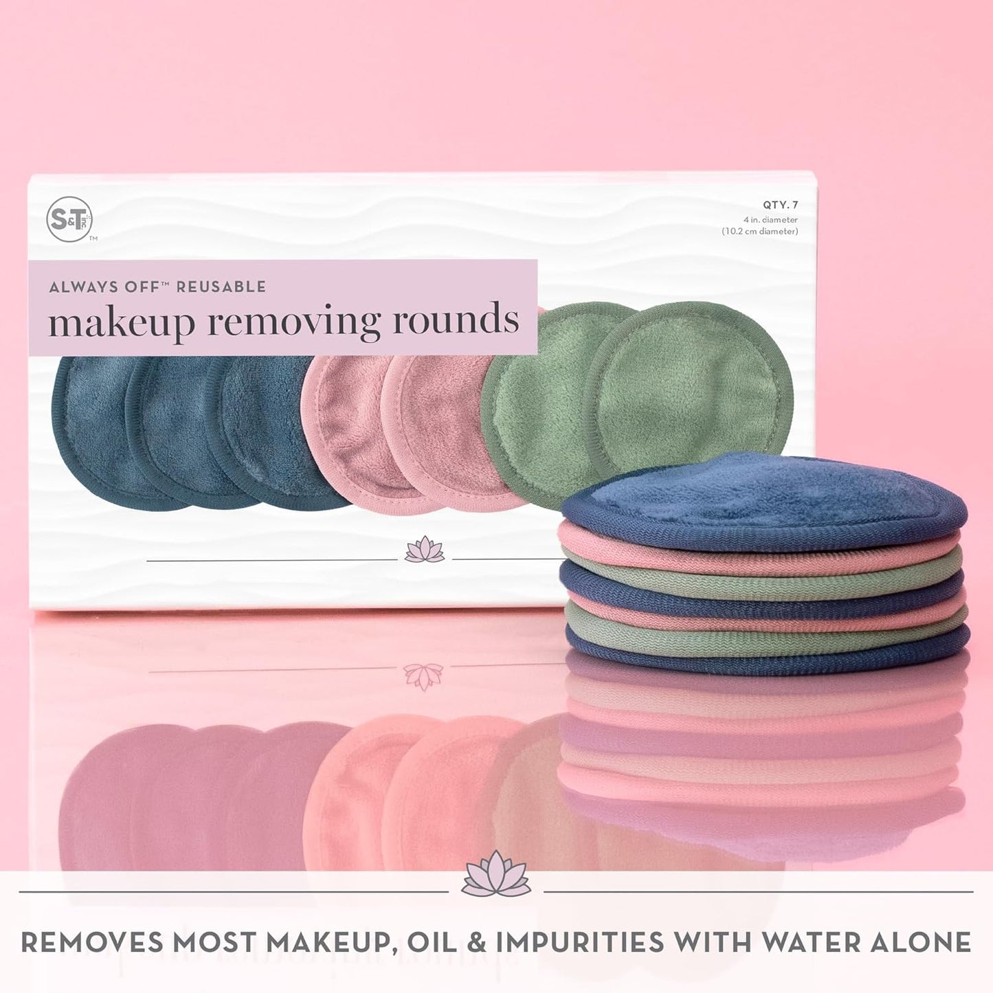 Makeup Remover Wipes - Reusable Skin Care Wipes with Laundry Bag | 4-Inch Diameter, 7 Pack, Assorted Colors