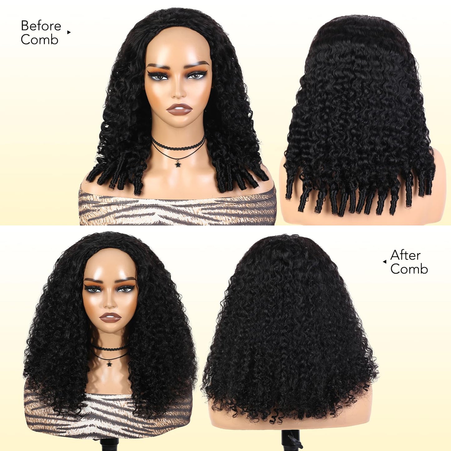 Burmese Curly Human Hair Half Wig - 18 Inch 200% Density Glueless Deep Wave | Natural Color, Seamless Flip Over Design