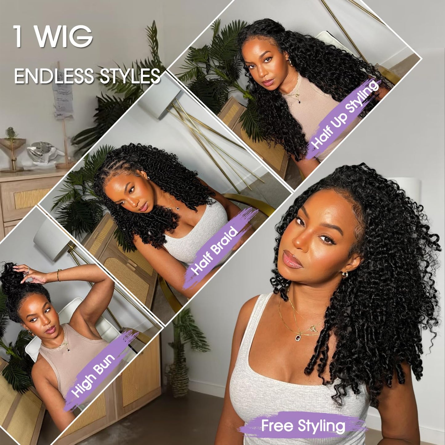 Burmese Curly Half Wig - 220 Density Human Hair, 16 Inch | No Glue, Beginner Friendly, Drawstring Design