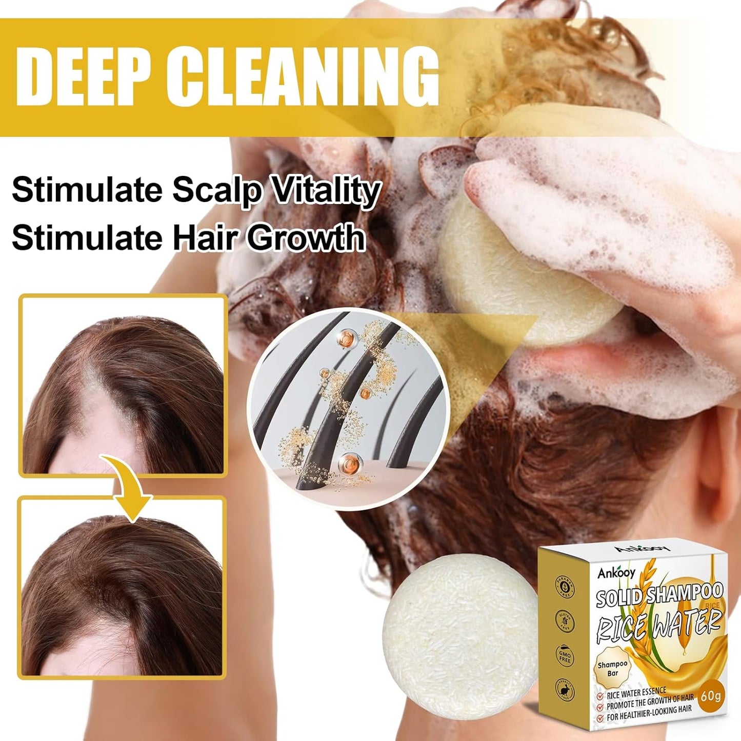 Rice Water Shampoo and Conditioner Set - Organic Protein & Vitamins for Hair Growth | Deep Cleansing, Anti-Hair Loss, Travel Size