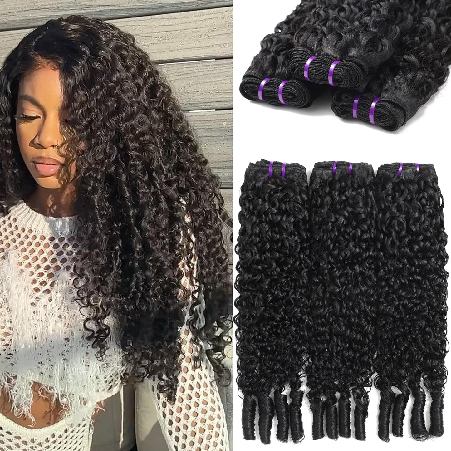 Burmese Curly Hair Bundles - 100% Unprocessed Virgin Remy Hair | 20, 22, 24 Inch Natural Color Extensions for Women