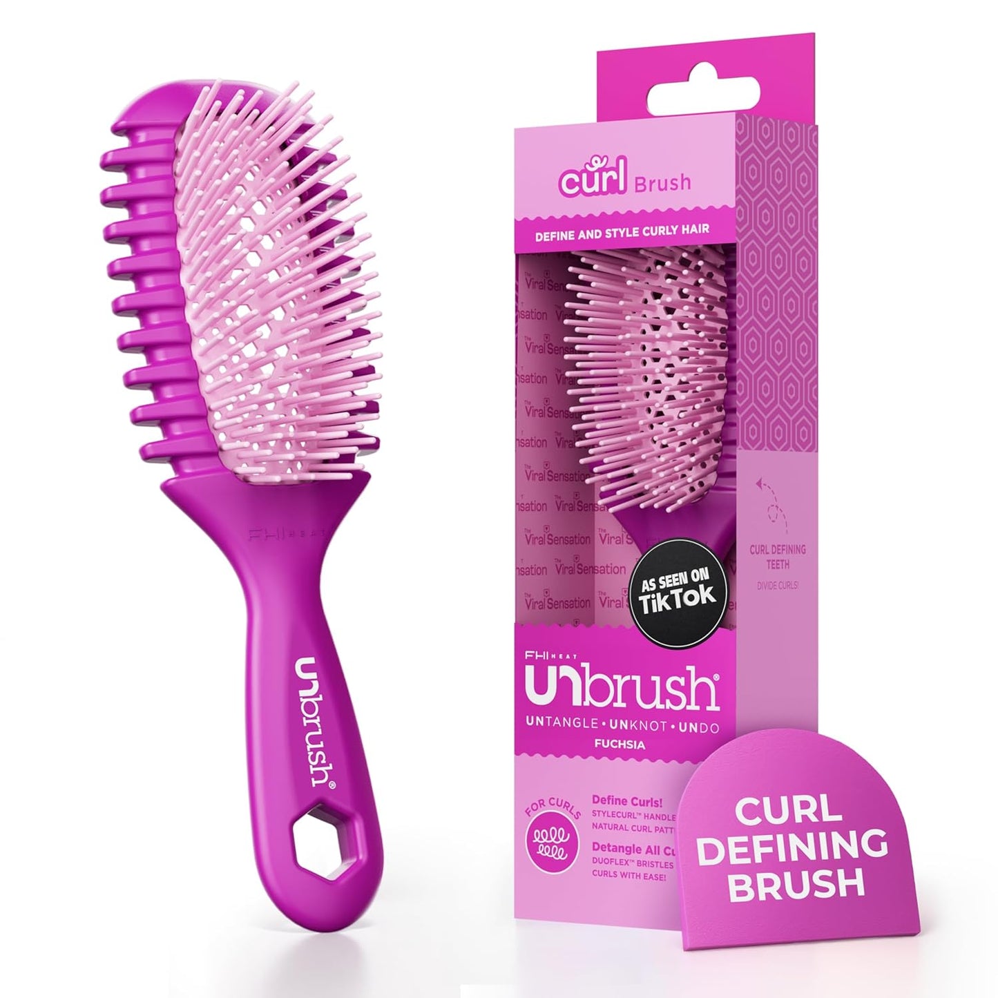 FHI Heat Curl Enhancing Brush - Pain-Free Styling Tool for Curly Hair | Ideal for Wet Hair Use