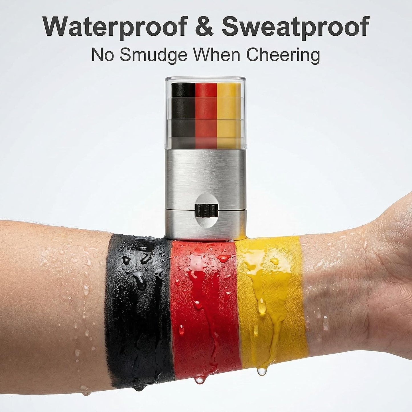 3-Color Face Paint Stick - Long-Lasting Sweatproof Makeup for Game Day | Kid-Friendly & Easy Wash (Black, Red, Yellow)