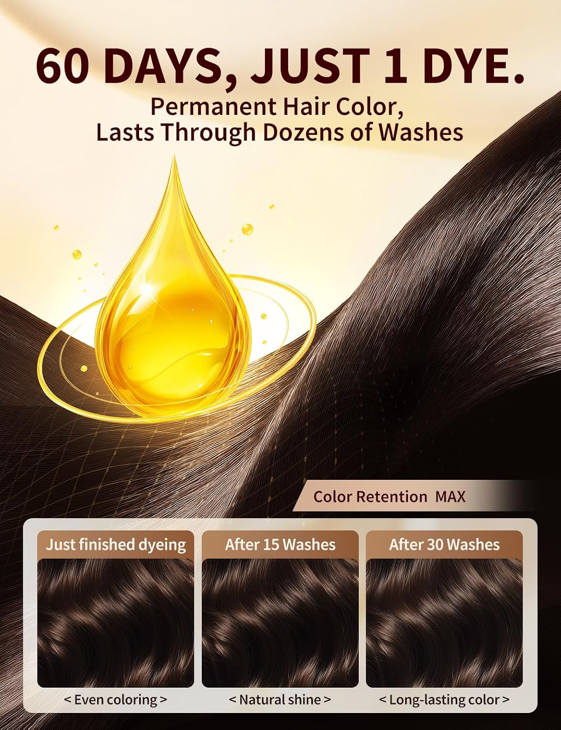 Hair Dye Shampoo for Gray Hair - 30-Minute Ammonia-Free Color for Men & Women | Dark Brown 500ml