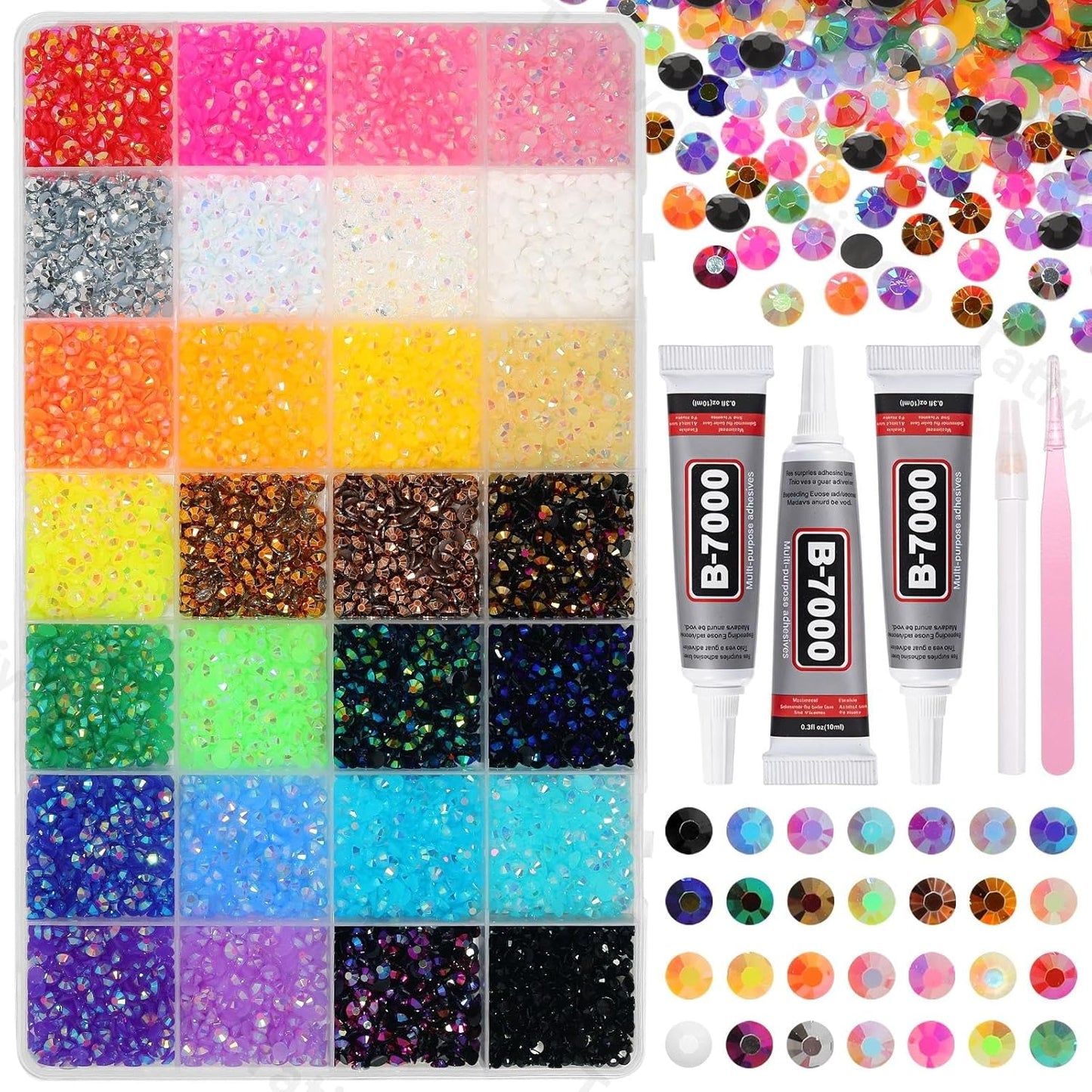 32000 Pcs Rhinestones Bedazzling Kit - 3mm Color Resin Gems for Crafts | DIY Clothing, Shoes & Makeup
