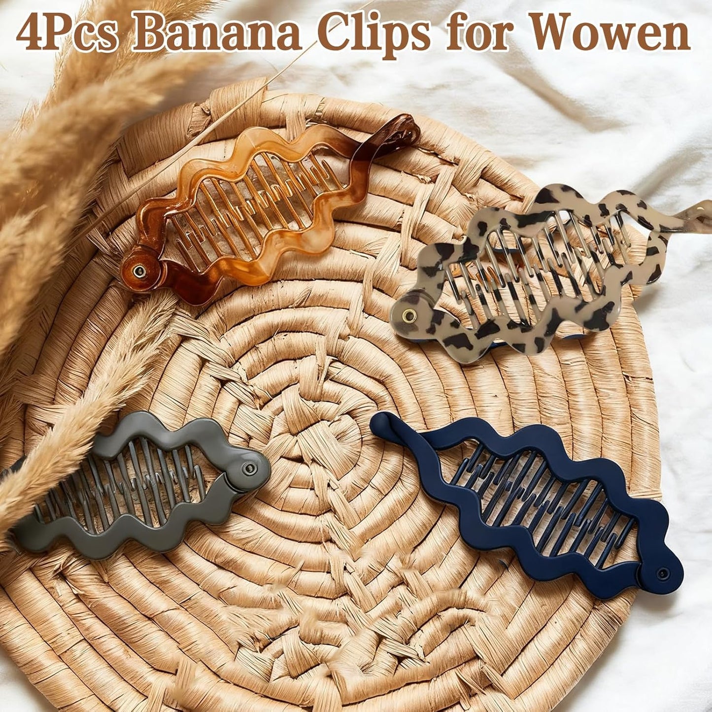 Banana Clips for Women - 4Pcs Acrylic Claw Hair Accessories | Gentle Hold for Daily Use & Party Styles (4 Colors)