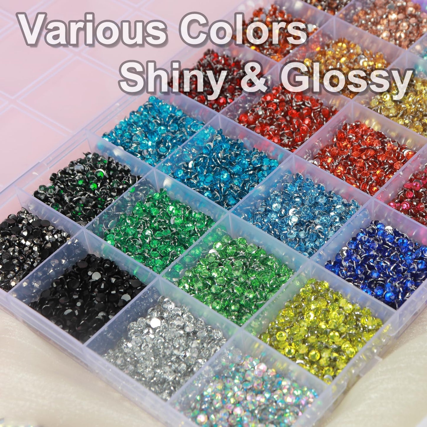 Rhinestones Bedazzling Kit - 56 Colors 3mm Flatback Gems with Glue & Tools | DIY Crafts, Jewelry, Decor