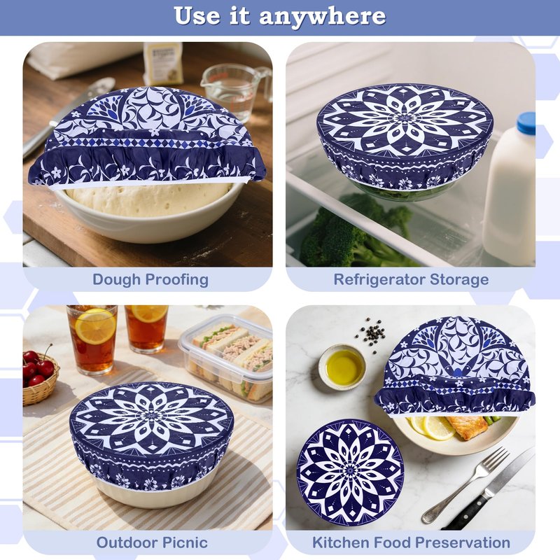 Revahope 2 Large Reusable Beeswax Bowl Covers for Bread Proofing, 10/12 Inch Elastic Beeswax Wraps Cotton Cloth Sourdough Bowl Covers for Proofing Baskets, Mixer Bowls, Food Storage Containers