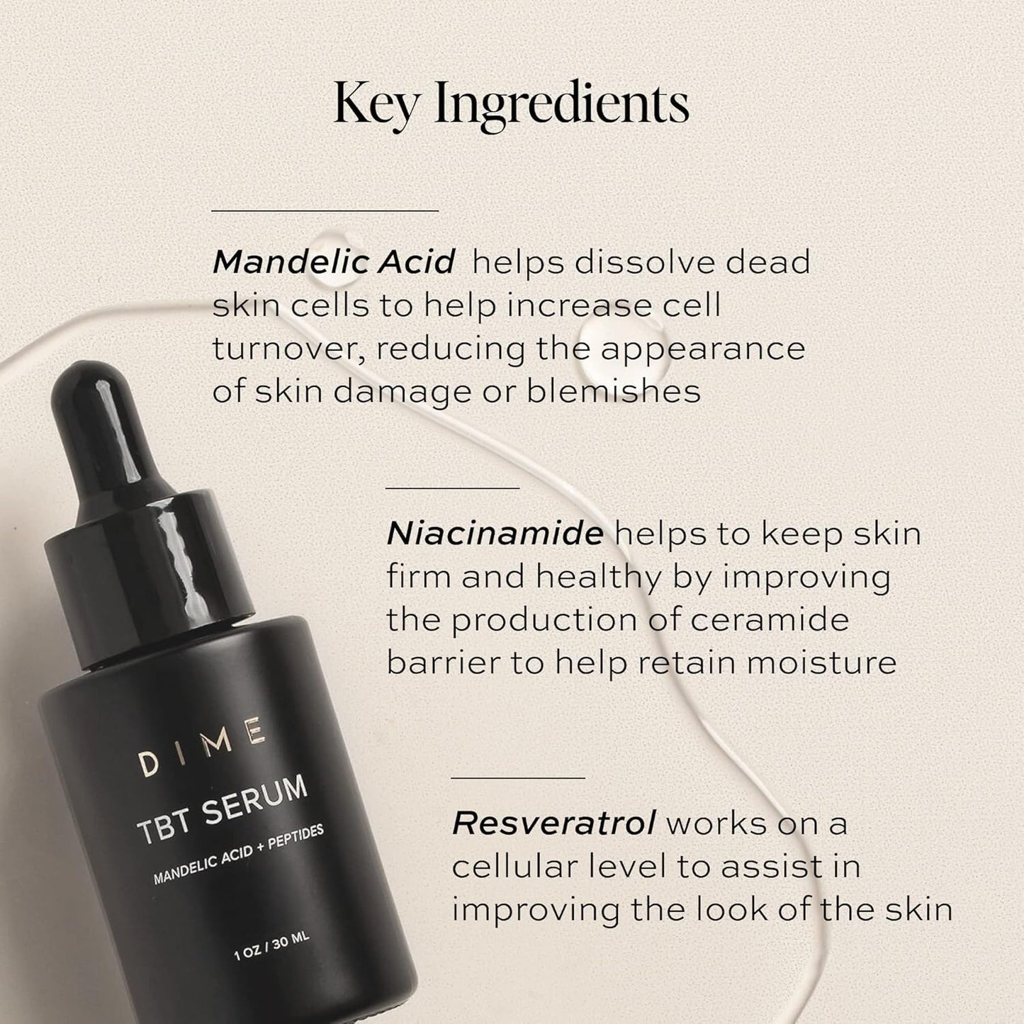 DIME Beauty TBT Serum - Vegan Anti-Aging Face Serum with Bakuchiol & Niacinamide | 1 oz / 30 ml