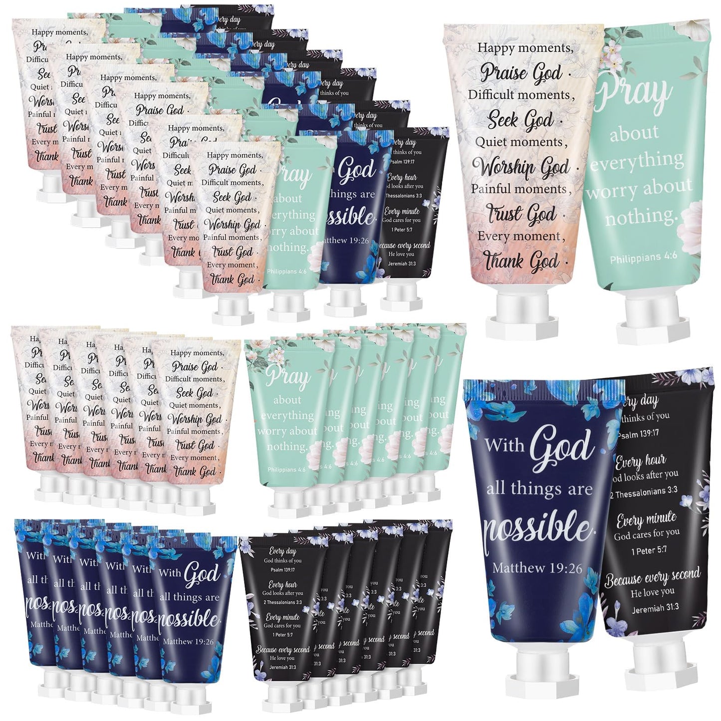 48 Pcs Christian Hand Cream Bulk for Women Mini Travel Size Bible Verse Lotion Dry Skin Hand Lotion for Summer Travel Church Prayers Gifts Coworker Thank You Gifts Wedding Bridal Shower Favors