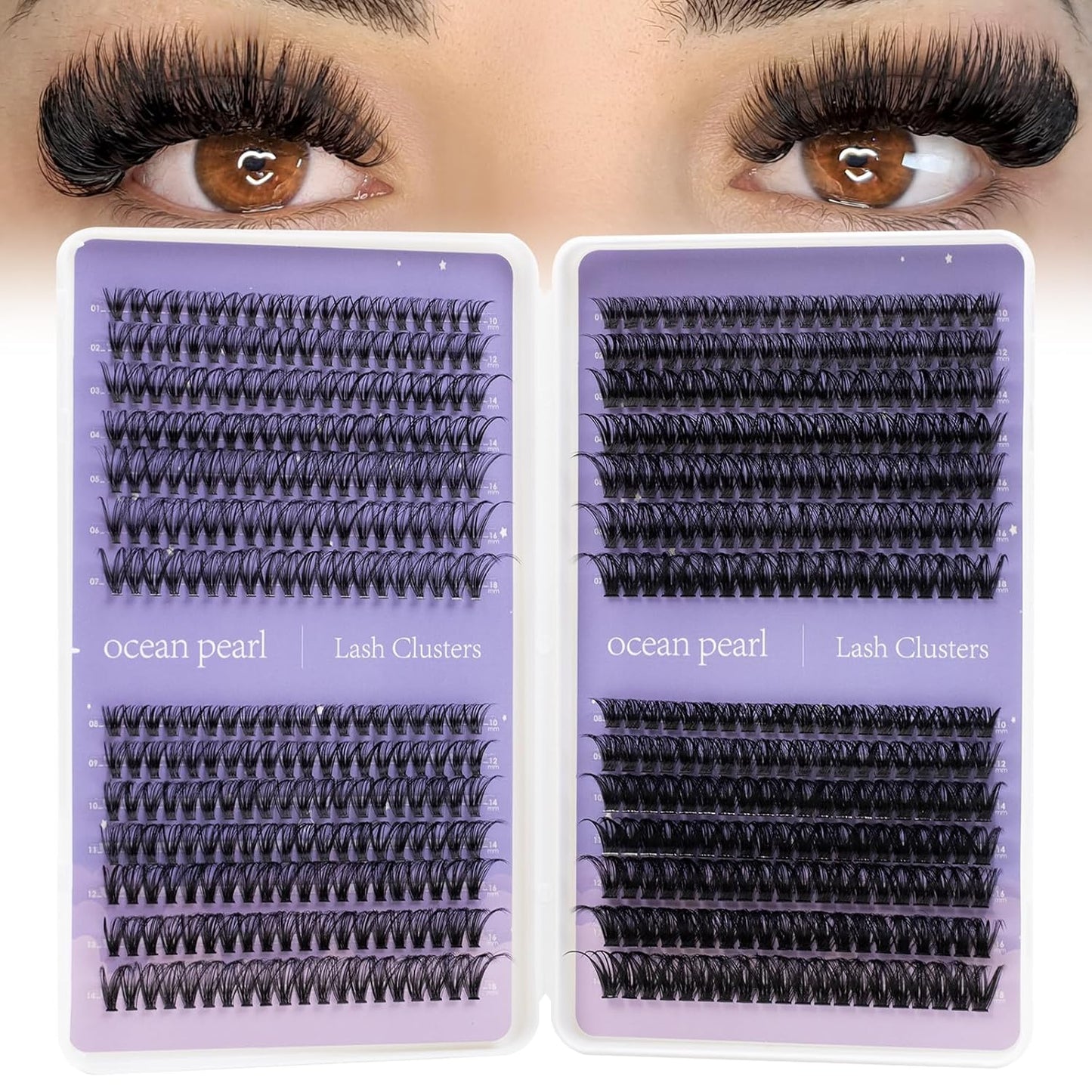 Ocean Pearl Lash Clusters - 320 Pcs 11-20mm Eyelash Extension Kit | 40D, 50D, 100D with Adhesive & Tweezers