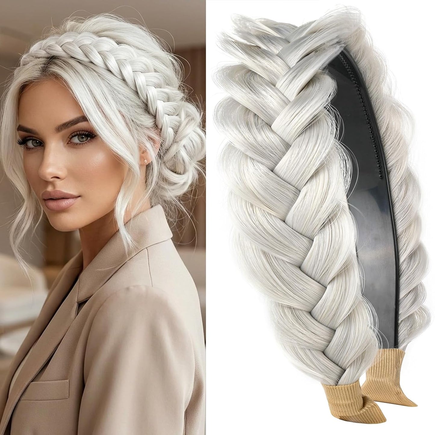 Braided Headband - Elastic Non-Slip Fashion Hair Accessory for Women & Girls | Ocher Color
