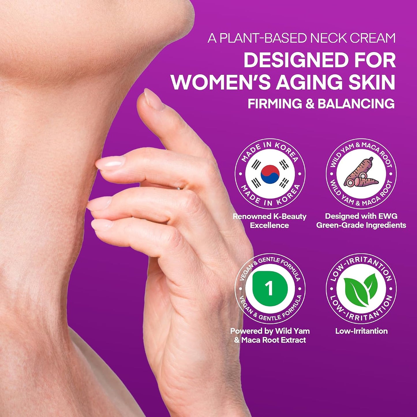Crepey Neck Firming Cream - Hydrating Peptide & Bakuchiol Moisturizer for Wrinkles | 1.69 fl oz