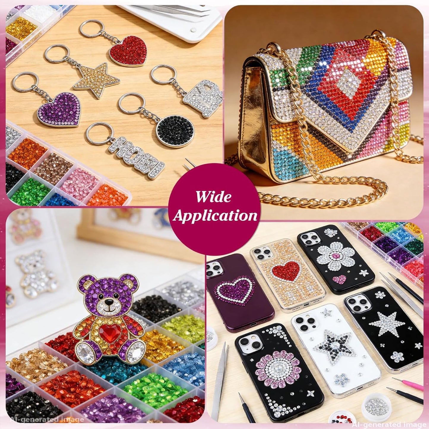 32000 Pcs Resin Rhinestones - 3mm Multicolor Glitter Kit for DIY Bedazzling | Includes 3 Pcs B7000 Jewelry Glue