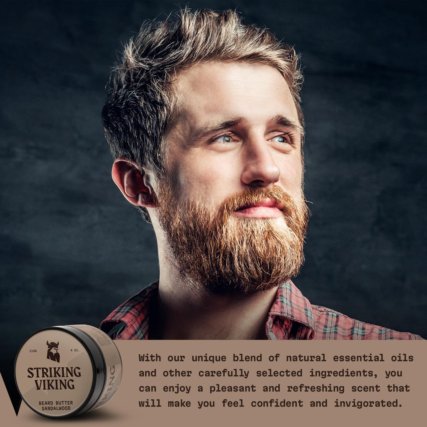 Striking Viking Beard Butter - Non Greasy Beard Butter for Men with Natural ingredients 4oz - Keep your Beard Hydrated & Refreshing with Beard Cream