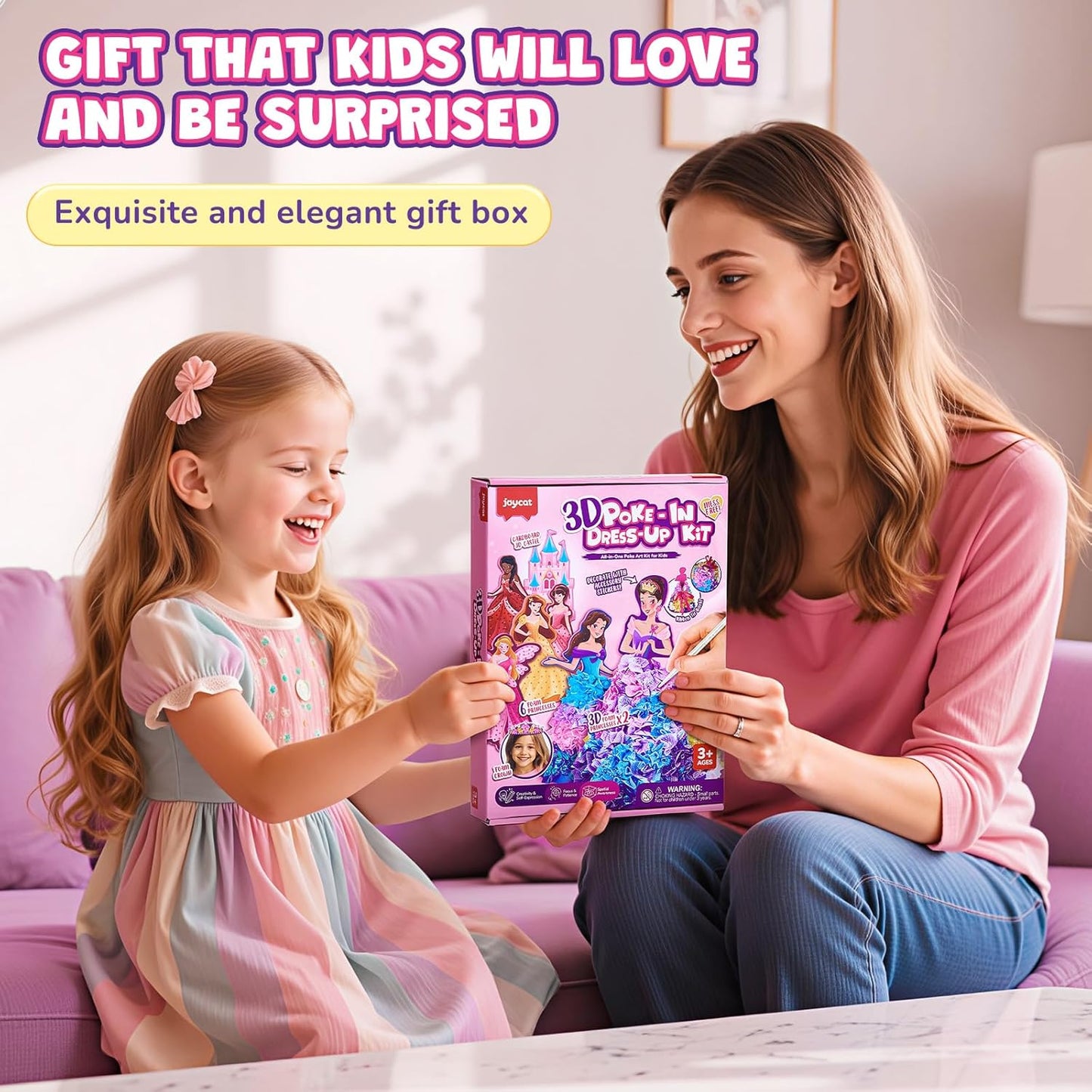 3D Castle Princess Dress Up Craft Kit - DIY Fairy Tale Scene | Mess-Free Arts & Crafts for Girls Age 4-8