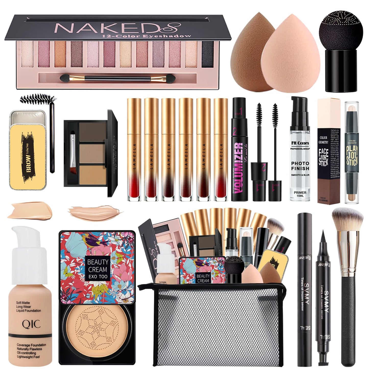 Makeup Kit for Women - All-in-One Travel Gift Set with Eyeshadow, Foundation, Lipstick & More | Complete Beauty Essentials